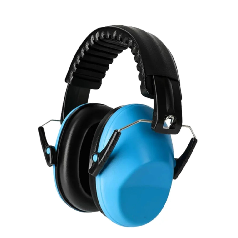 Adjustable Anti-Noise Earmuffs Head Mounted Noise Reduction Ear Protector Hearing Protection Safety Hearing Peaceful Pleasures Health and Wellness Blue