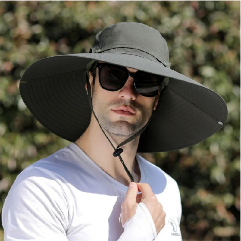 1pc Foldable outdoor large brim UV resistant hat for men, summer sun protection hat, versatile fisherman hat for men Peaceful Pleasures Health and Wellness