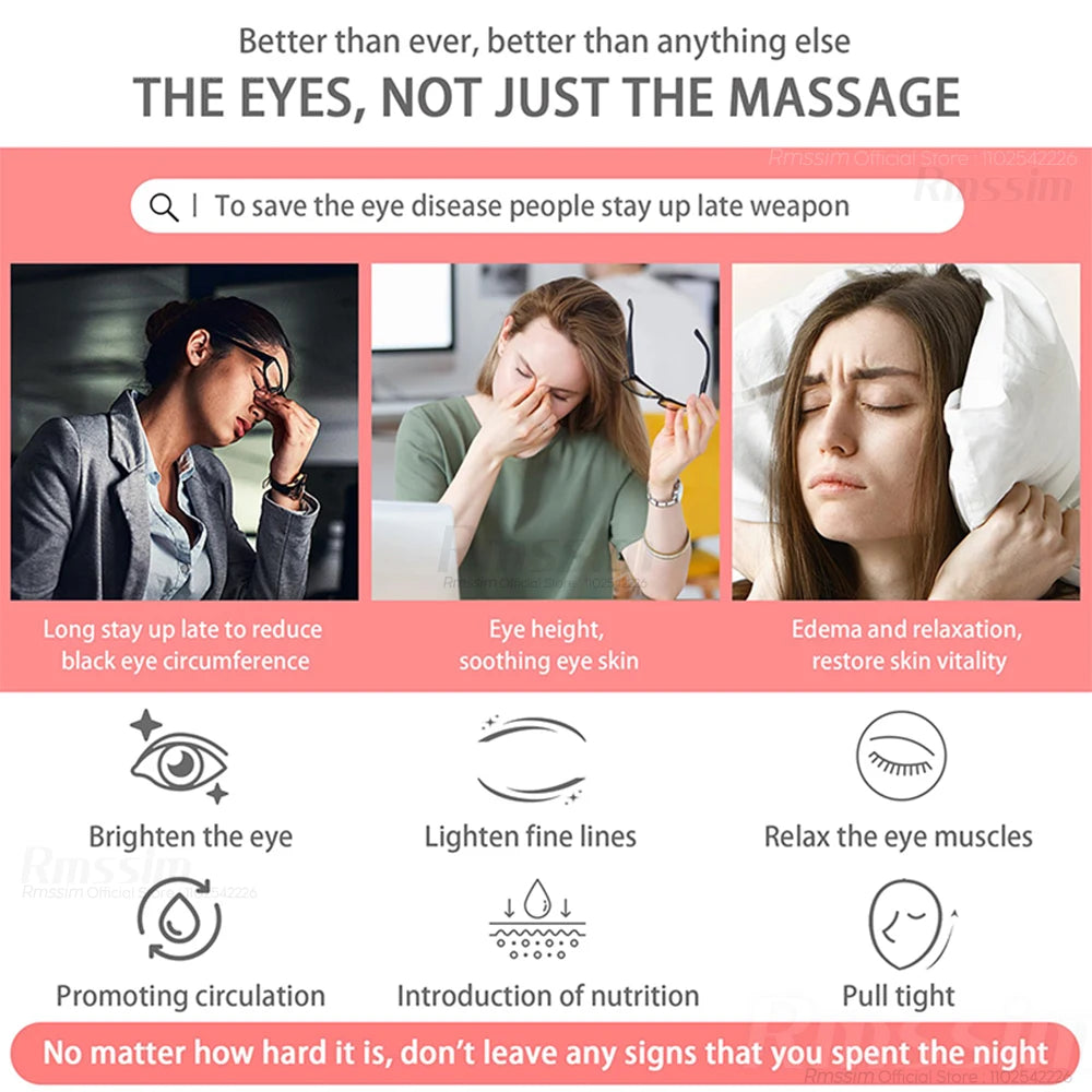 Eye Massager 3D Red Light EMS Eyes Relax Massager Fatigue Relief Lighten Dark Circles Smooth Eye Fine Line Beauty Eye CareDevice Peaceful Pleasures Health and Wellness