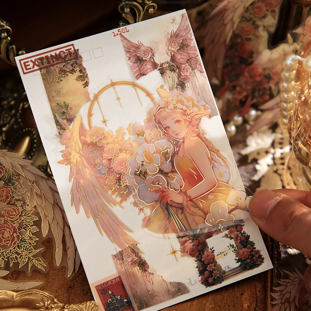 Vintage Pot Gold Stickers Bag Rose Wings Angel Hand Account Base