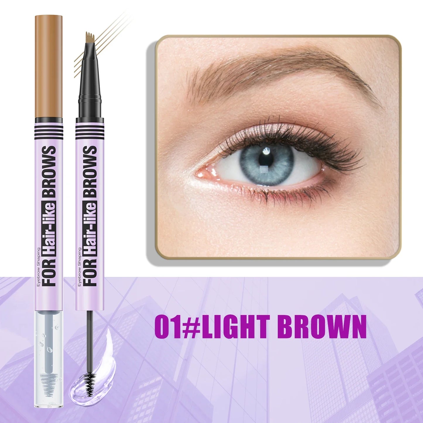 Hello Kiss 2-in-1 Waterproof Eyebrow Pencil & Gel – Four-Claw Brow