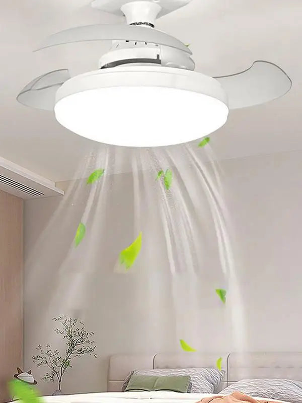 Ceiling Fan Lighting Home Quiet Invisible Fan Light Retractable LED Ceiling Fan With Lights Remote Dimmable Home Accessories Peaceful Pleasures Health and Wellness