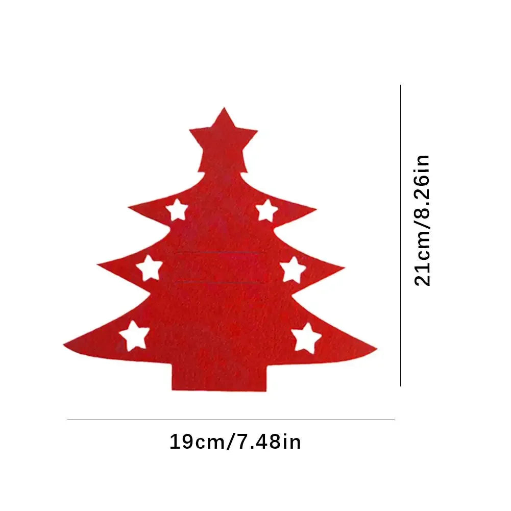 12pcs, Christmas Tree Placemats, Felt Fork and Spoon Bag Set, Suitable for Christmas and Other Holiday Party Table Decoration Peaceful Pleasures Health and Wellness