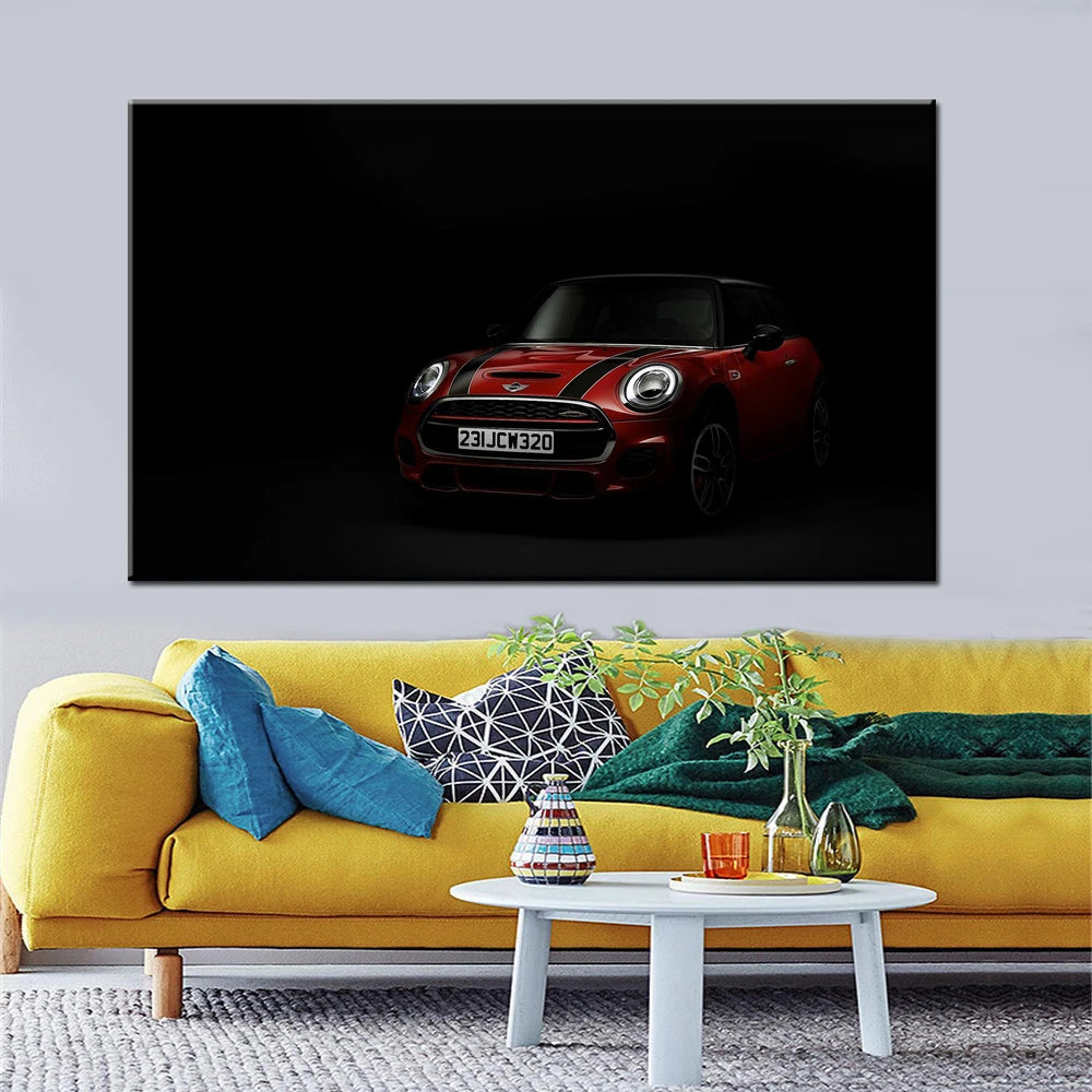 Mini Cooper Canvas Wall Art – Car Poster Print for Bedroom Canvas Wall Art Peaceful Pleasures Health and Wellness