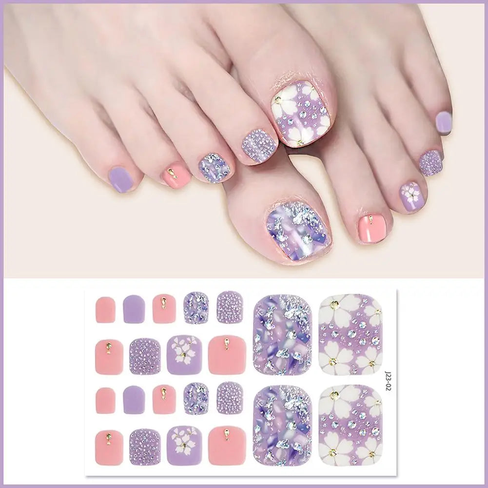 Glitter Toe Nail Stickers – 22 Count, DIY Nail Wraps Nail Care Peaceful Pleasures Health and Wellness 02