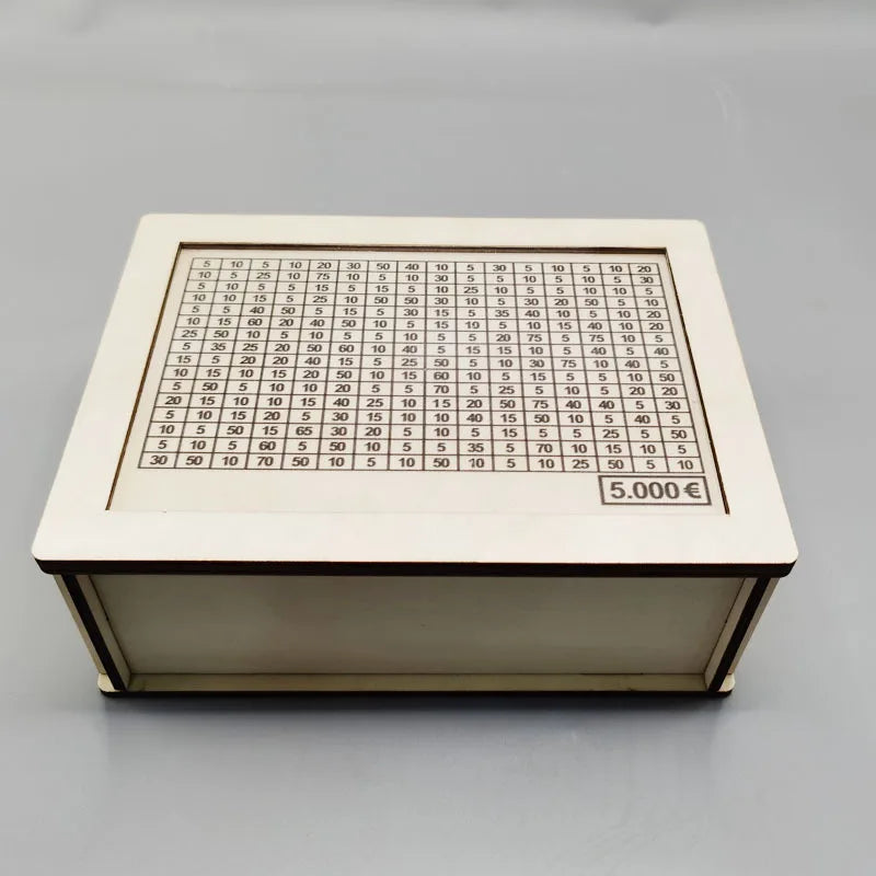 1000/2000/3000/5000/10000 Euro Money Box Piggy Bank Wood Money Bank Reusable Money Box with Saving Goal and Numbers Boxes Peaceful Pleasures Health and Wellness 5000 white