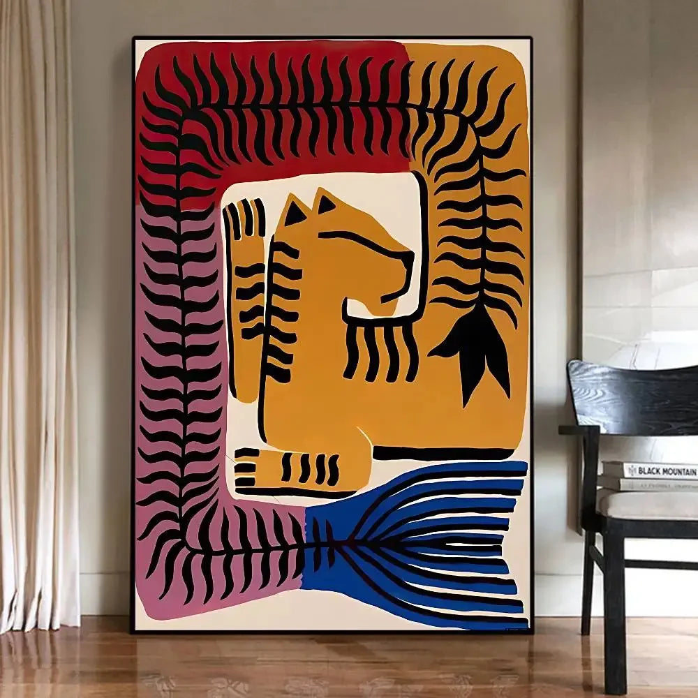 Ancient Egypt Tiger Leopard Vintage Canvas Wall Art Poster