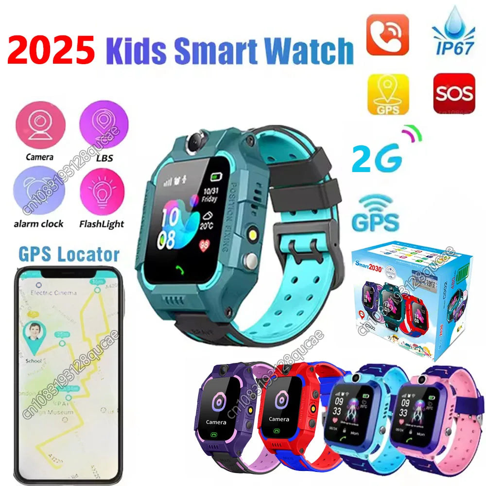 2025 New Kids 2G Smart Watch SOS GPS Location Sim Card Call Camera Child SmartWatch Camera Waterproof Watch Girls and Boy Gift Peaceful Pleasures Health and Wellness