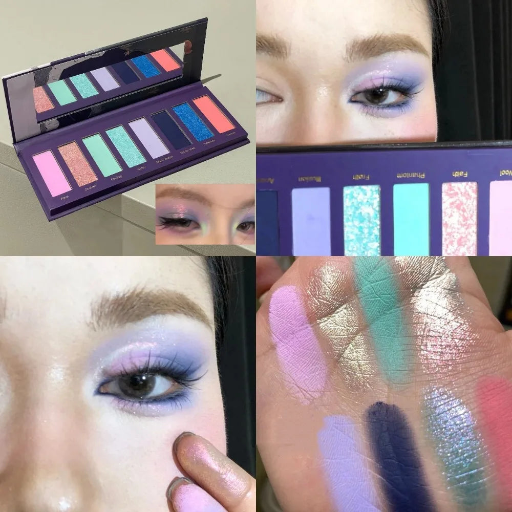 8-Color Smoked Green Eyeshadow Palette | Glitter & Metallic