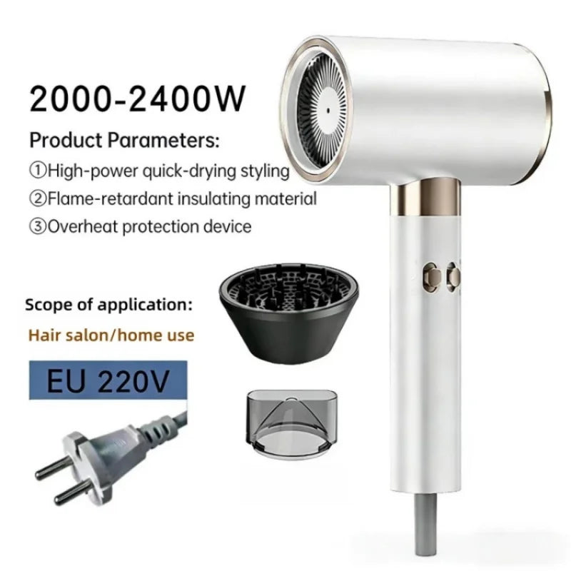 2026 New High Speed Hair Dryer 2200W High Power Fast Drying Blue Light Negative Ion Temperature Control Silent Home Hair Dryer Peaceful Pleasures Health and Wellness