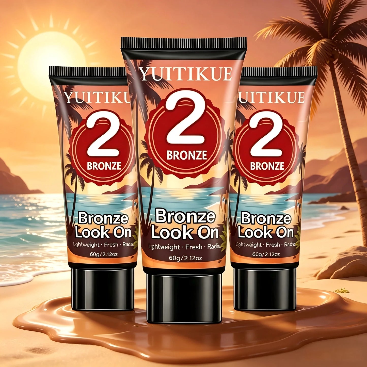 YUITIKUE 2 Bronze Self Tanning Lotion 60g Lightweight, Fresh Formula for Natural Radiant Bronze Skin Peaceful Pleasures Health and Wellness 3pc