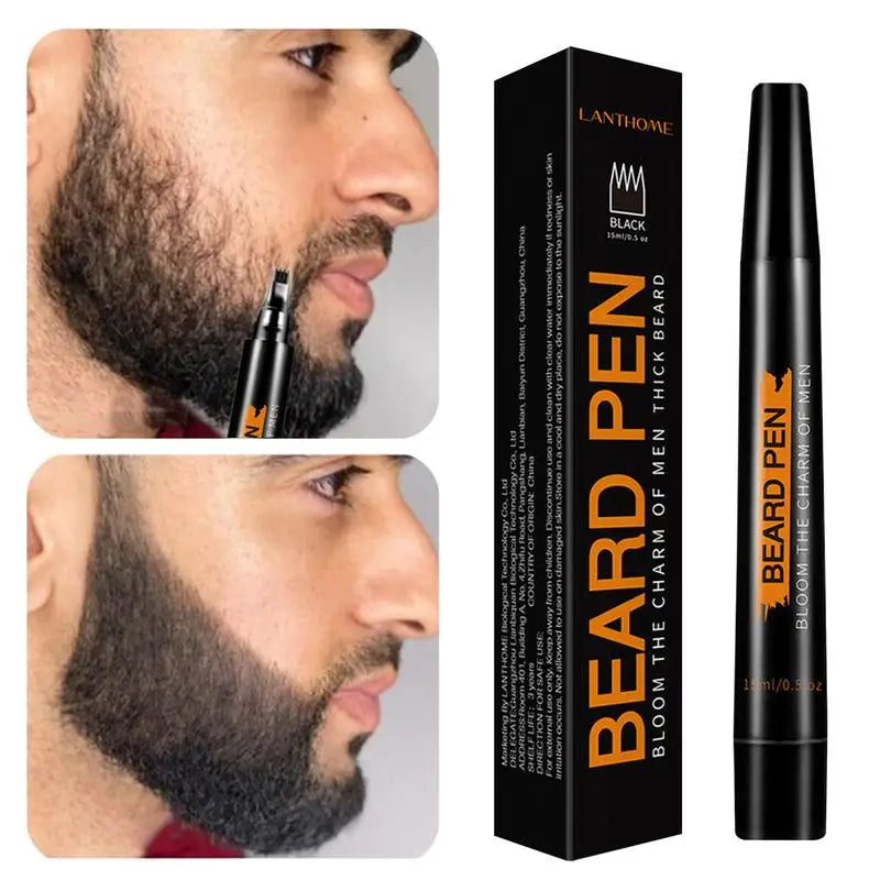 4-Tip Beard Filler Pencil – Waterproof Men's Beard & Brow Pen