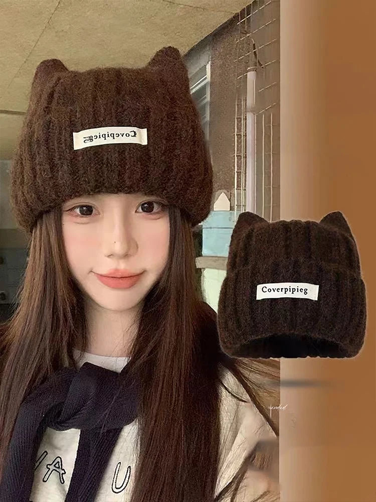 Women's Cat Ear Beanie – Warm Winter Knit Hat