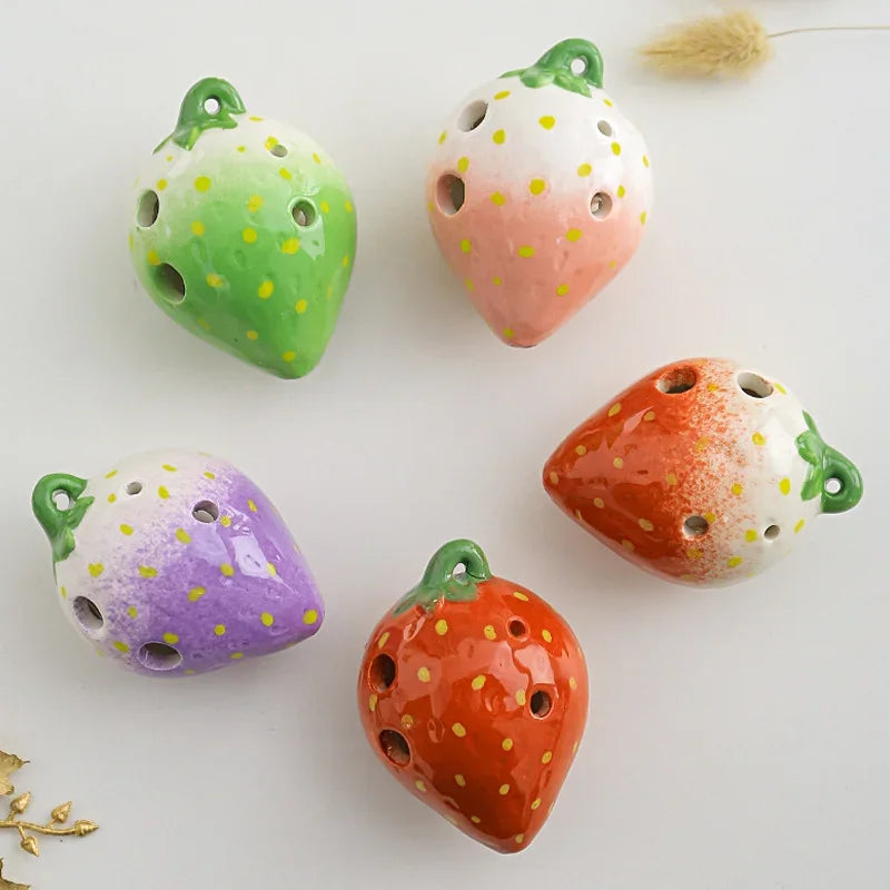 Strawberry Fruits Ocarina 6 Holes Creative Gradient Students Ceramics