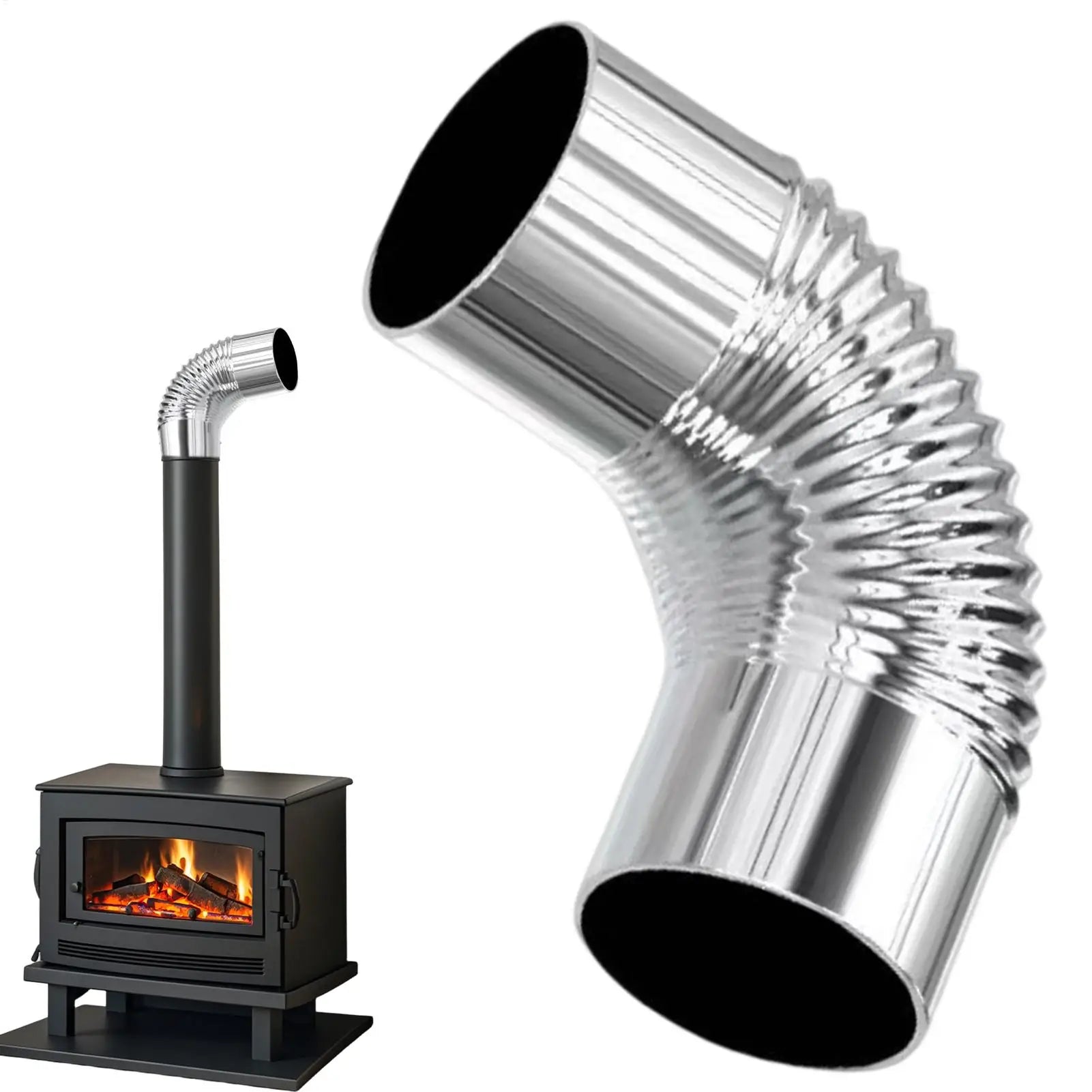 90 Degree Stove Pipe Elbow Stainless Steel Chimney Connector For Wood Stove Fireplace Heat Resistant Outdoor Camping & Garden Peaceful Pleasures Health and Wellness
