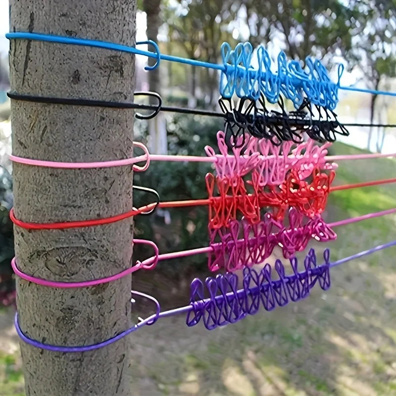 Portable Retractable Clothesline + 12 Clothespins | Travel Portable Clothesline Peaceful Pleasures Health and Wellness