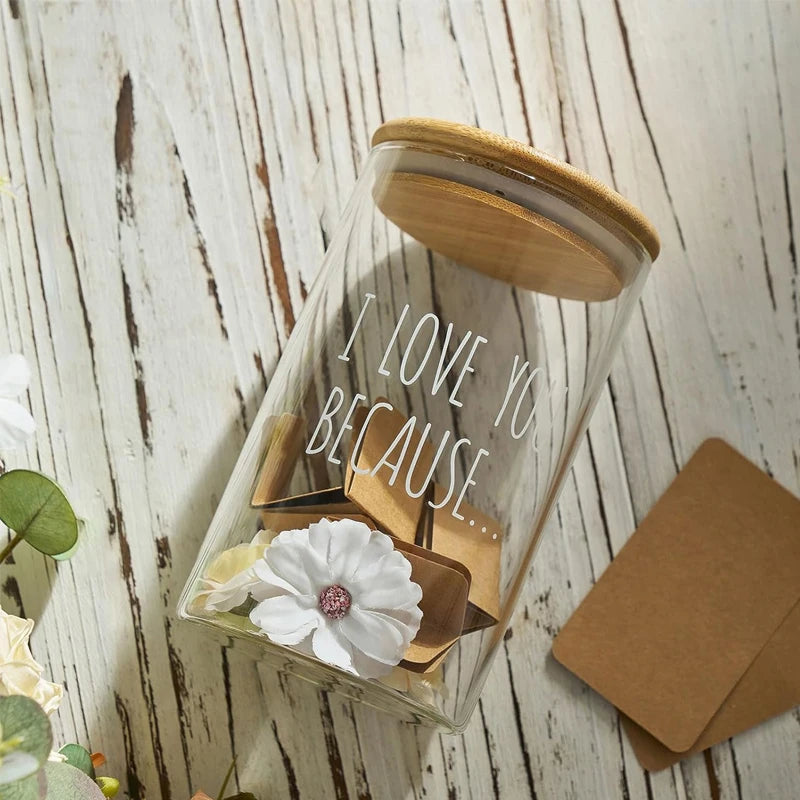 Reasons I Love You Memory Jar with 50 Blank Notes | Gift Memory Jar Gift Set Peaceful Pleasures Health and Wellness
