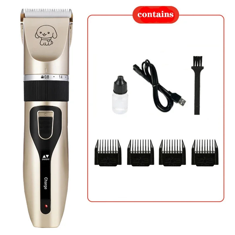 Cat Dog Hair Clipper Electrical Professional Hair Clipper for Pets Silent Hair Cutter USB Rechargeable Pet Grooming Clipper Set Peaceful Pleasures Health and Wellness golden A