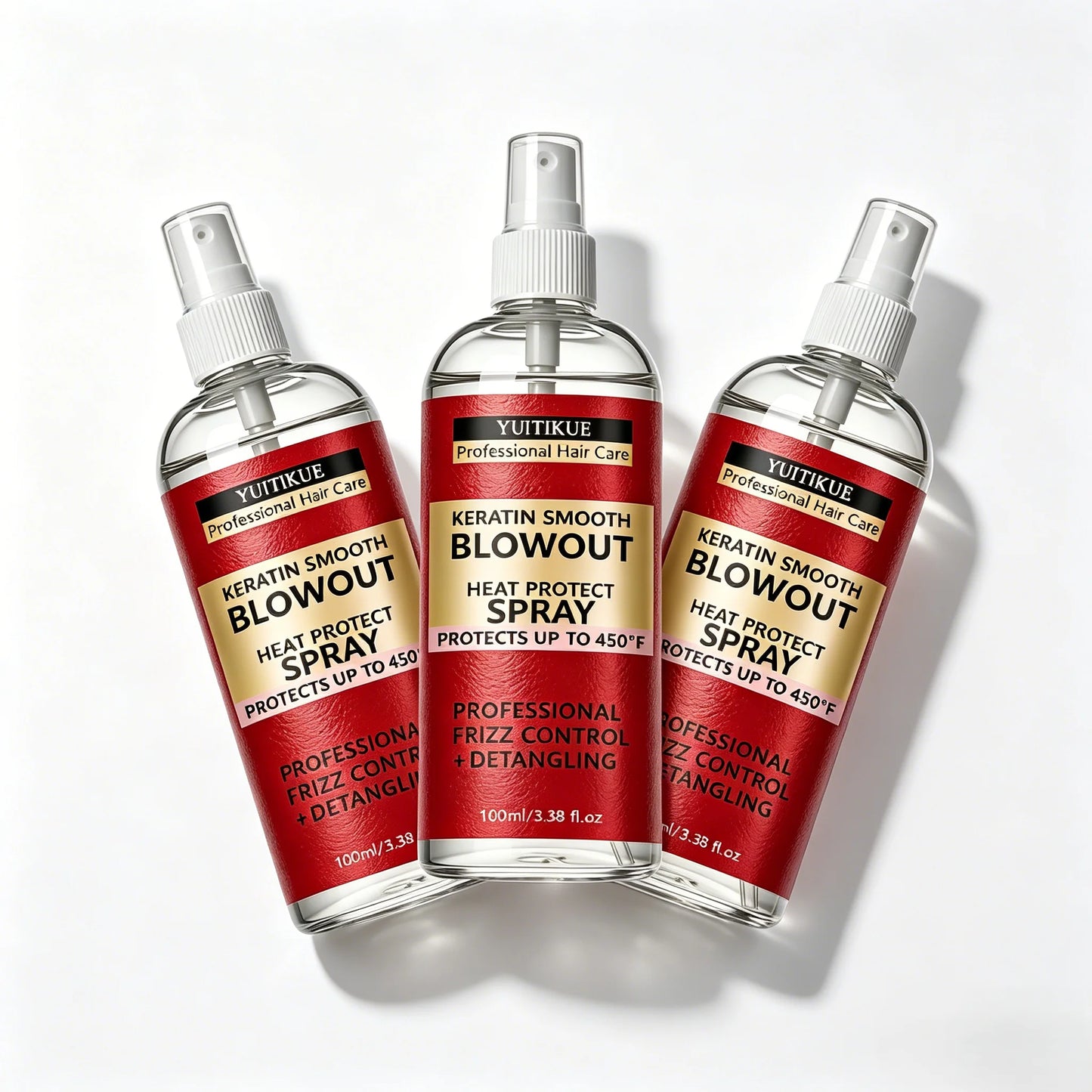 YUITIKUE Keratin Heat Protect Spray | 450°F Frizz Control Heat Protect Spray Peaceful Pleasures Health and Wellness 3pc