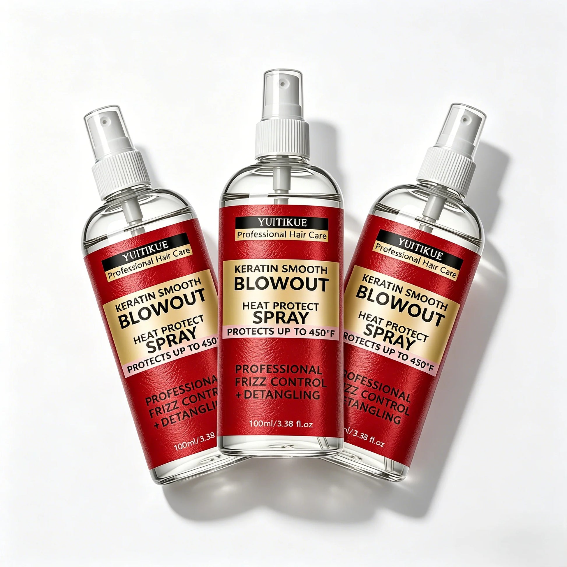 YUITIKUE Keratin Heat Protect Spray | 450°F Frizz Control Heat Protect Spray Peaceful Pleasures Health and Wellness 3pc