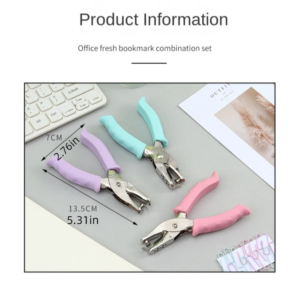 Single Hole Mini Paper Punch Macaron Color Non-slip Handle DIY Paper Puncher Fashion Rubber Handle Single Hole Punch Stationery Peaceful Pleasures Health and Wellness