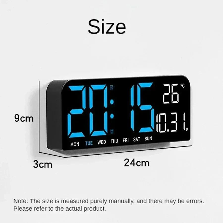 Multifunctional Decorative 9 Inch LED Large Digital Wall Clock With Temperature Date Week Alarm For Home Office Room Decor Peaceful Pleasures Health and Wellness