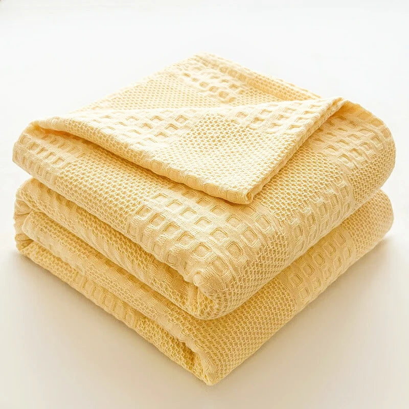 Battilo 100% Cotton Waffle Throw Blanket – Soft & Breathable