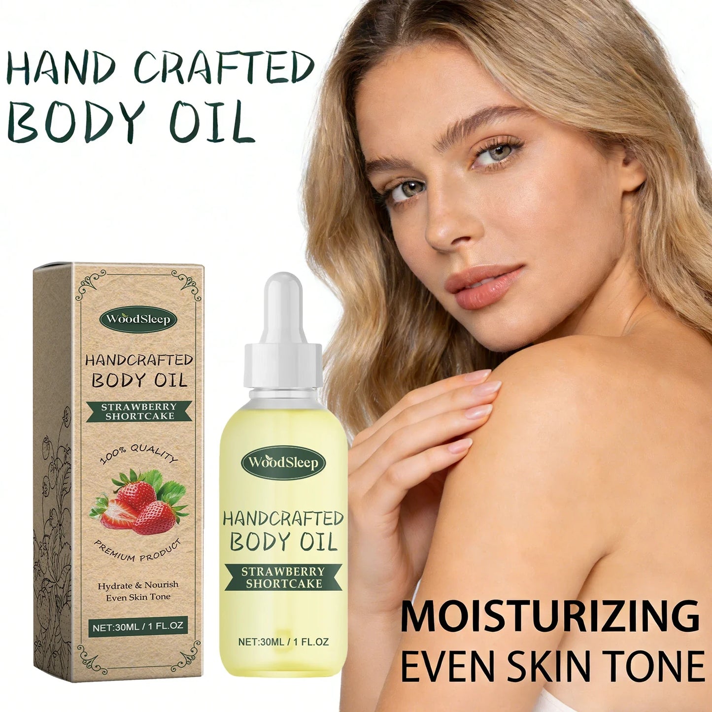 WOODSLEEP Strawberry Body Oil – Firm Skin & Even Skin Tone 30ml