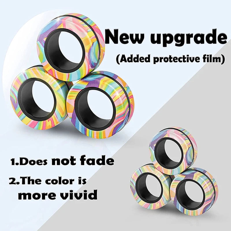 Magnetic Fidget Spinner Rings Set 3pc – Stress & Anxiety Relief