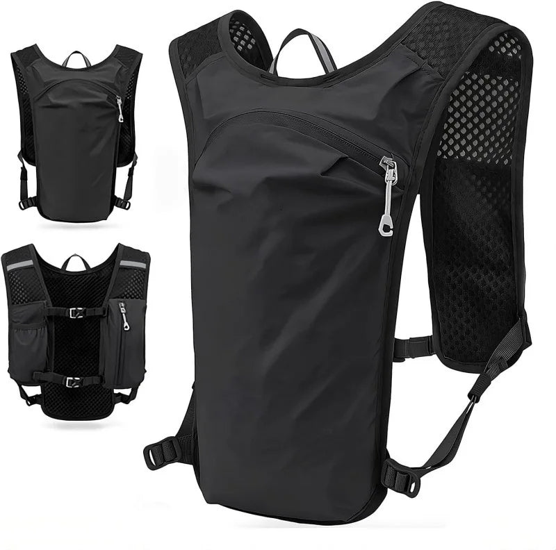 Breathable Hydration Vest Backpack for Running Cycling Hiking Hydration Vest Pack Peaceful Pleasures Health and Wellness black color