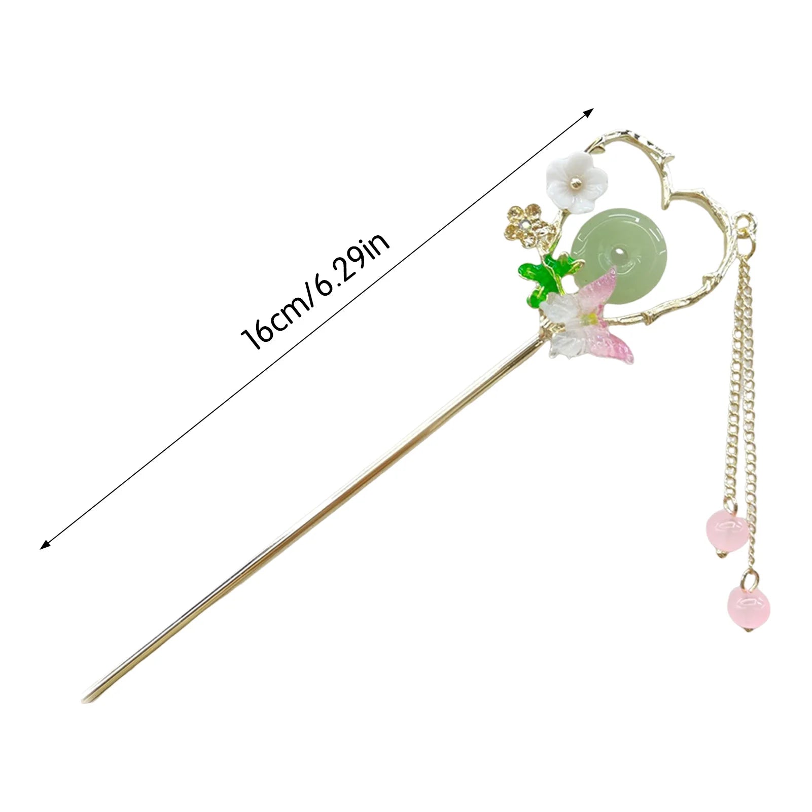 Chinese Style Hair Stick with Flower Decor Retro Floral Design Headwear with Tassel for Friends Girlfriend Wife Novel Gift Peaceful Pleasures Health and Wellness