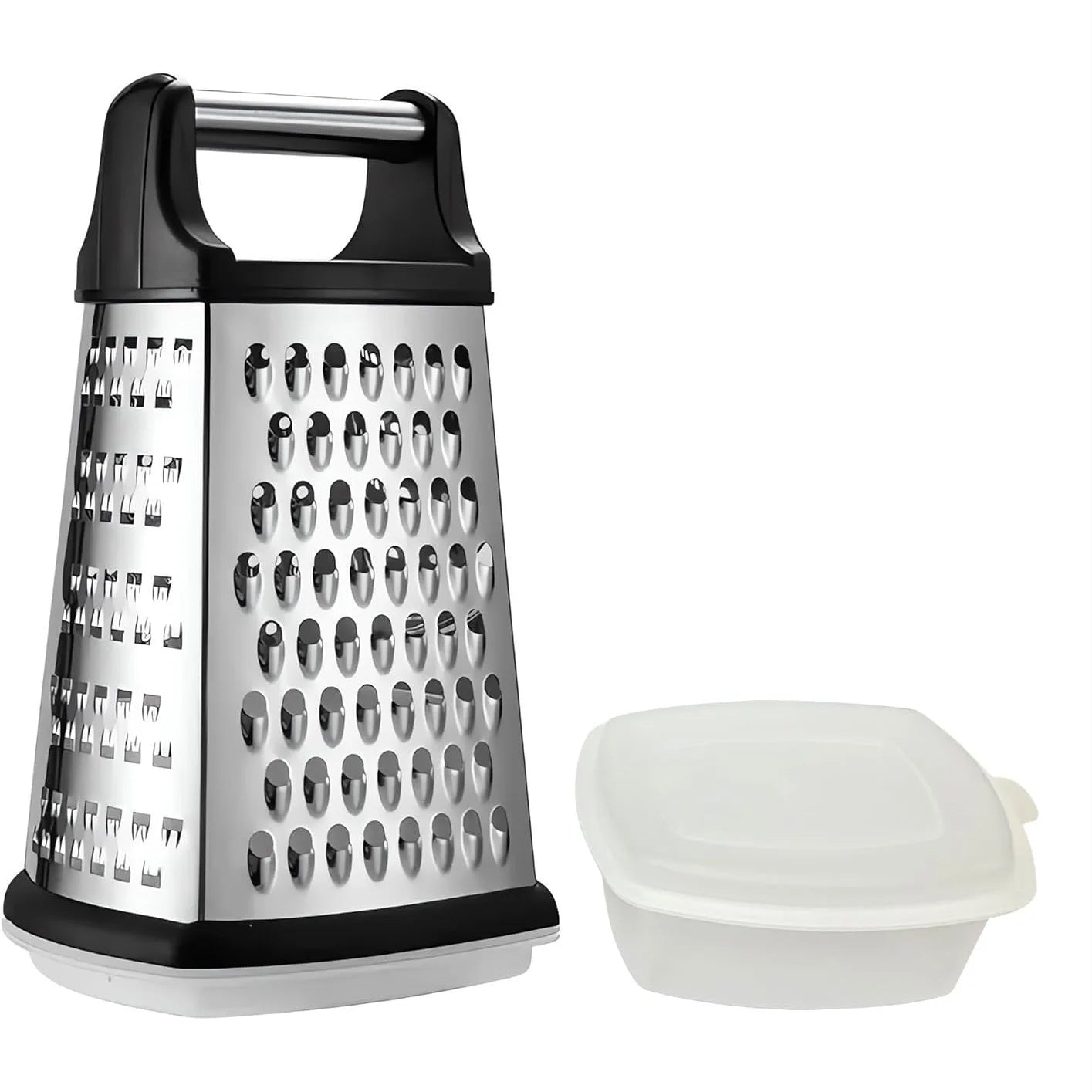 4-Sided Stainless Steel Box Grater with Container | Kitchen