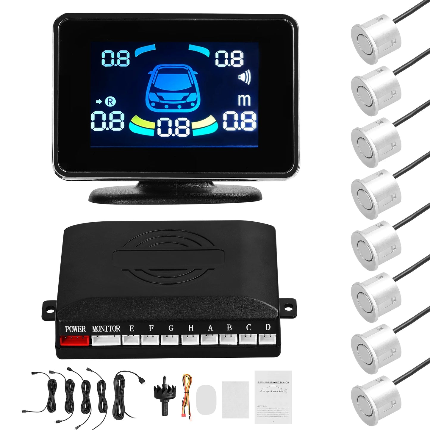 Car Parking Sensor Reversing Radars System Front Rear Support Sound