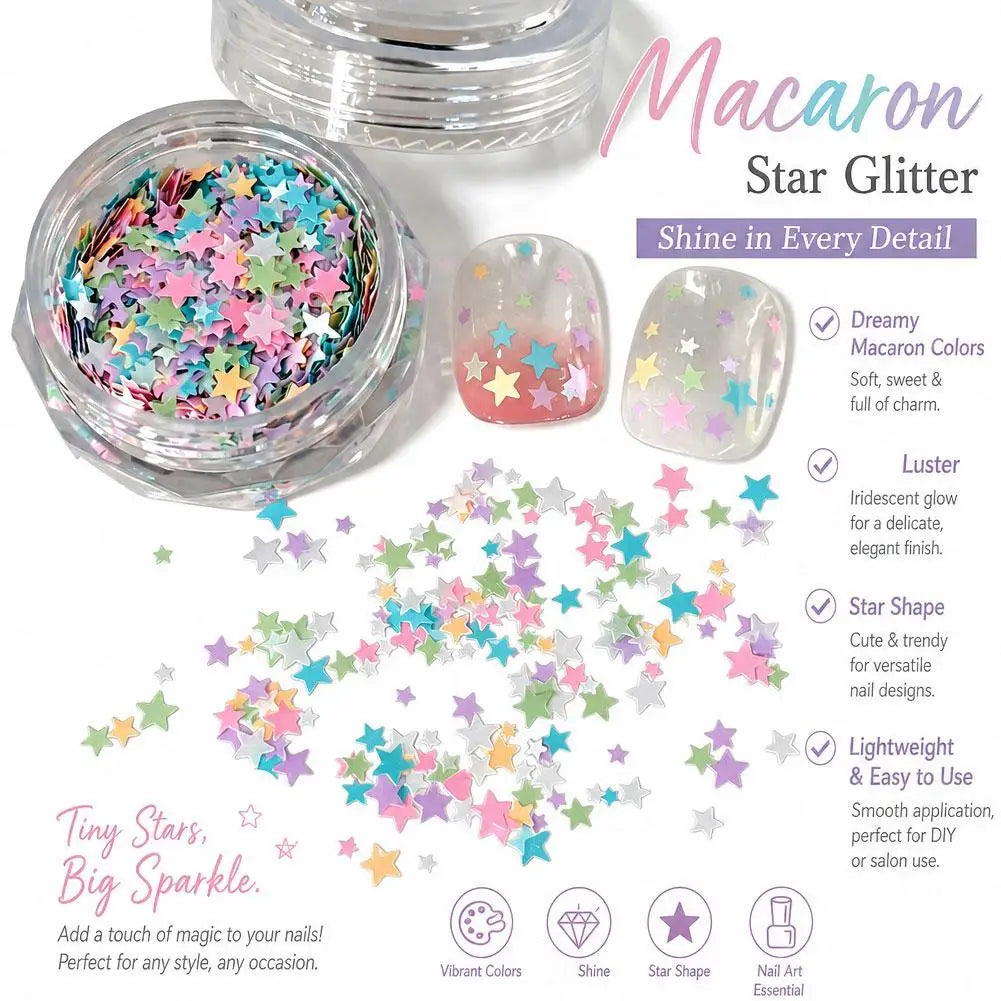 Heart & Star Nail Glitter Sequins – Colorful Manicure Decor