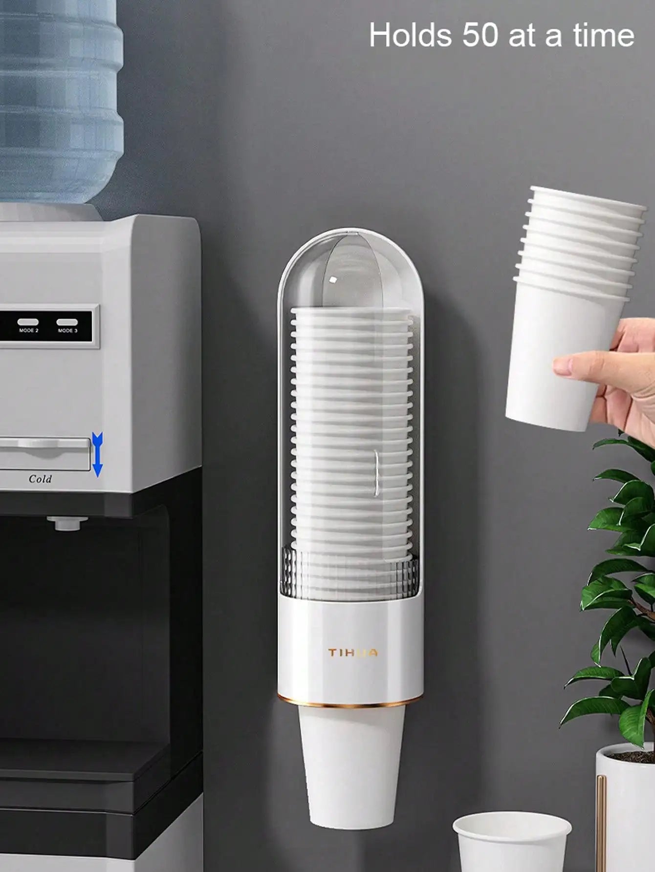 1Pcs Disposable Paper Cup Dispenser Pull Type Plastic Cup Holder Anti-Dust Storage Rack Office Home Organizer Peaceful Pleasures Health and Wellness