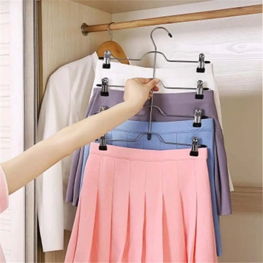 4-Layer Stainless Steel Pants & Skirt Hanger with Sliding Clips Clothes Hanger Organizer Oasis Select