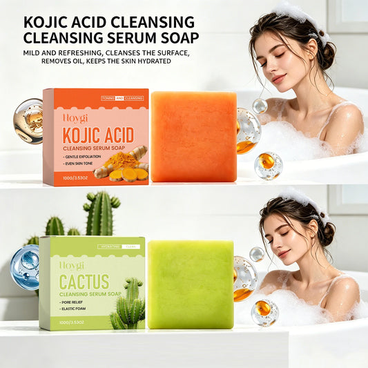 Cactus / Kojic Acid Cleansing Serum Soap Exfoliating Even Skin Tone Brightening Soap Removes Dirt Oil Smooth Hydrated Body Care Peaceful Pleasures Health and Wellness