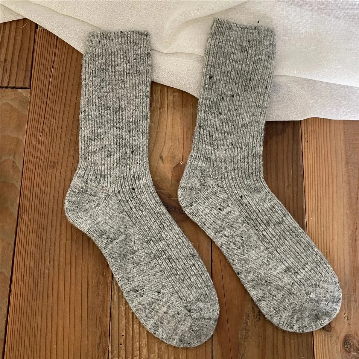 Thick Dotted Wool Socks for Autumn Winter Solid Color Japanese Mid Tube Pile Socks Cashmere Confinement Socks Thick and Sturdy Peaceful Pleasures Health and Wellness Dark Gray One Size