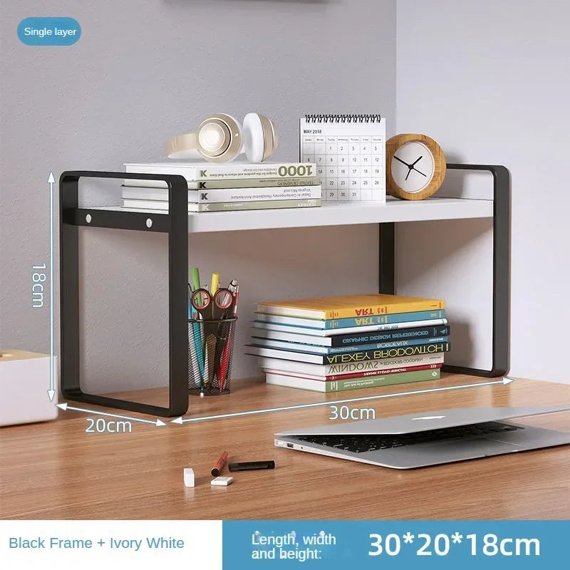 Desktop Wood & Iron Storage Shelf Desk Organizer Rack