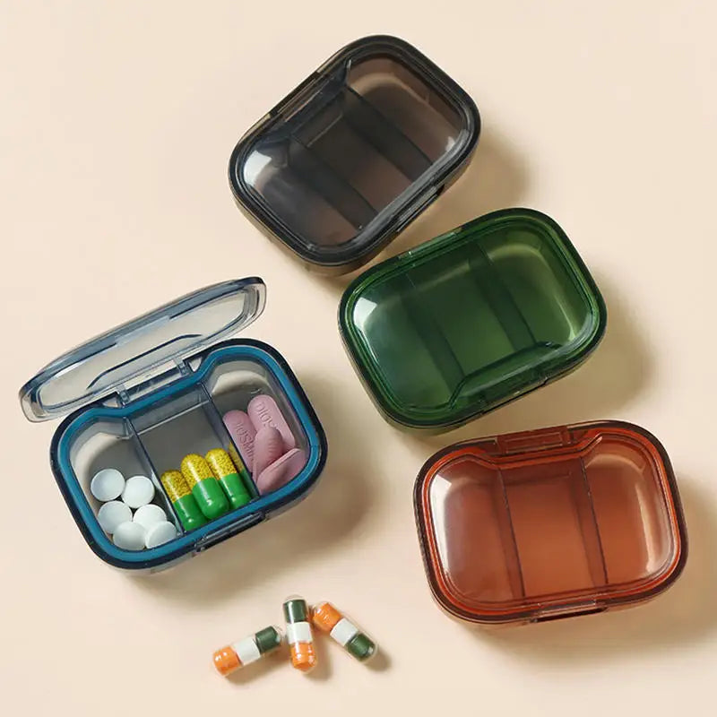 1/2/3Pcs Mini Medicine Pills Box Drug Storage Box Pills Dispenser Pill Organizer Tablet Pillbox Case Container Portable Peaceful Pleasures Health and Wellness