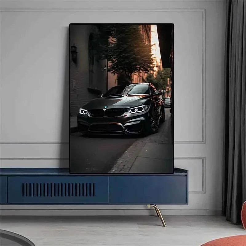 Black and white luxury car canvas super car canvas mural painting living room home aesthetics wall decoration art Peaceful Pleasures Health and Wellness