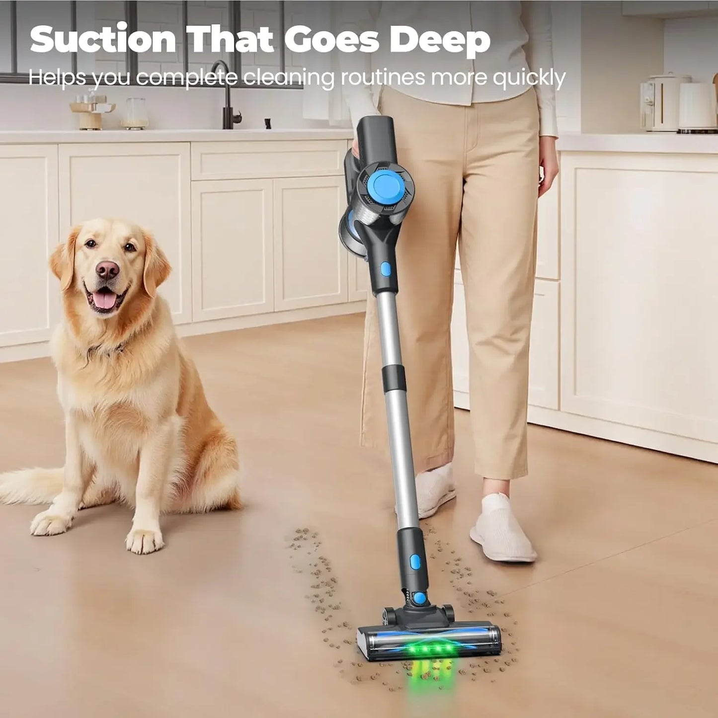 Lightweight Cordless Stick Vacuum with Self-Standing, Anti-Tangle, 8-in-1 for Hardwood Floors & Pet Hair Peaceful Pleasures Health and Wellness