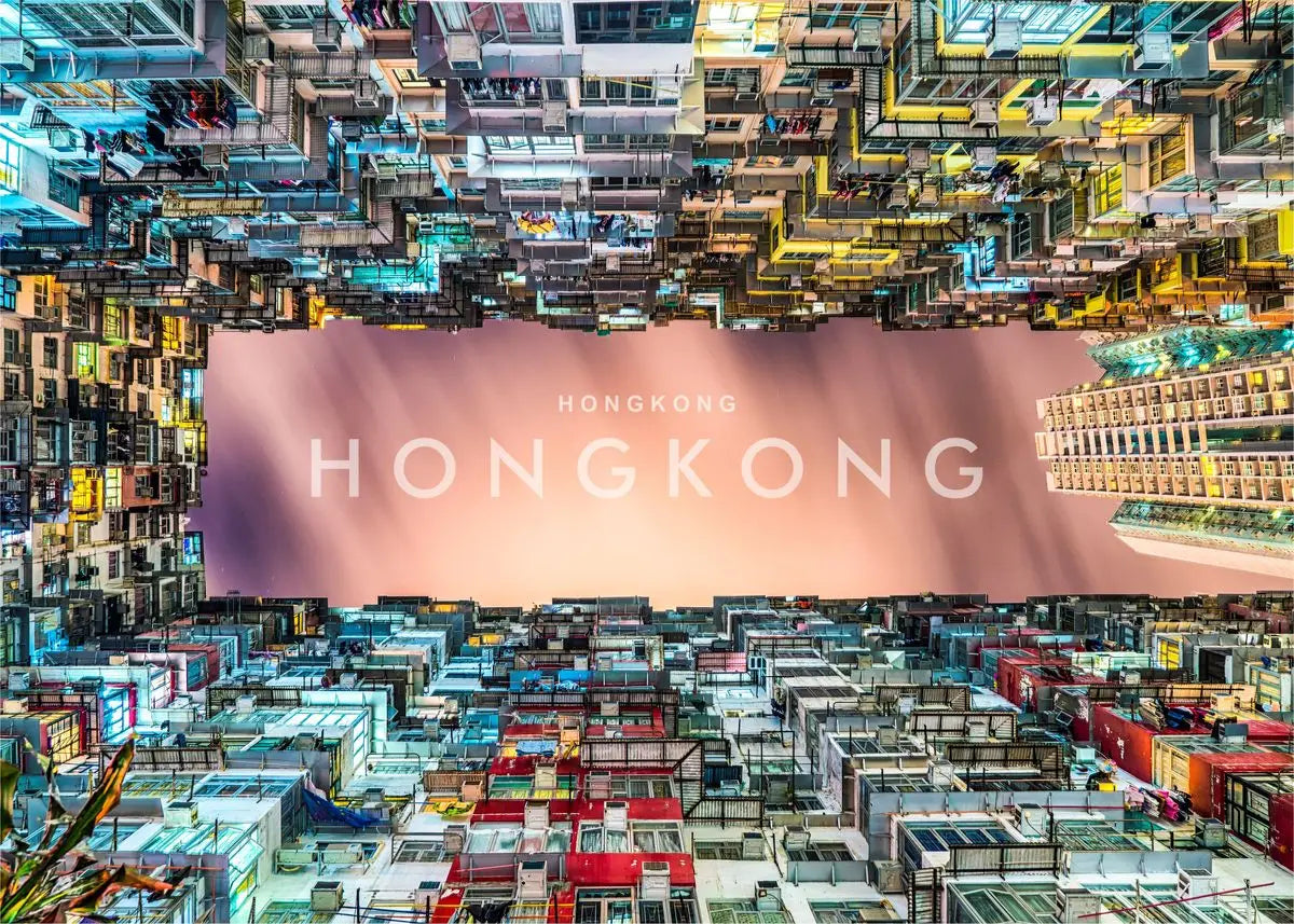 Hong Kong Night View Canvas Wall Art | Modern Cityscape Poster