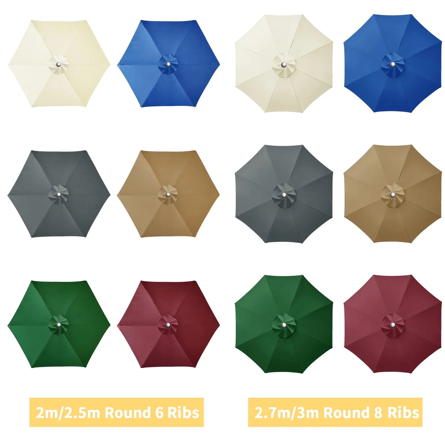 Patio Umbrella Replacement Canopy | 6 & 8 Rib Garden Parasol Cover