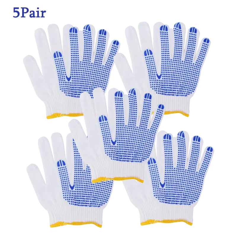 1/3/5 Pairs Work Gloves With Anti Slip Grip, PVC Dots Safety Cotton Protection ,For Painter, Mechanic Industrial Construction Peaceful Pleasures Health and Wellness Blue 5Pairs