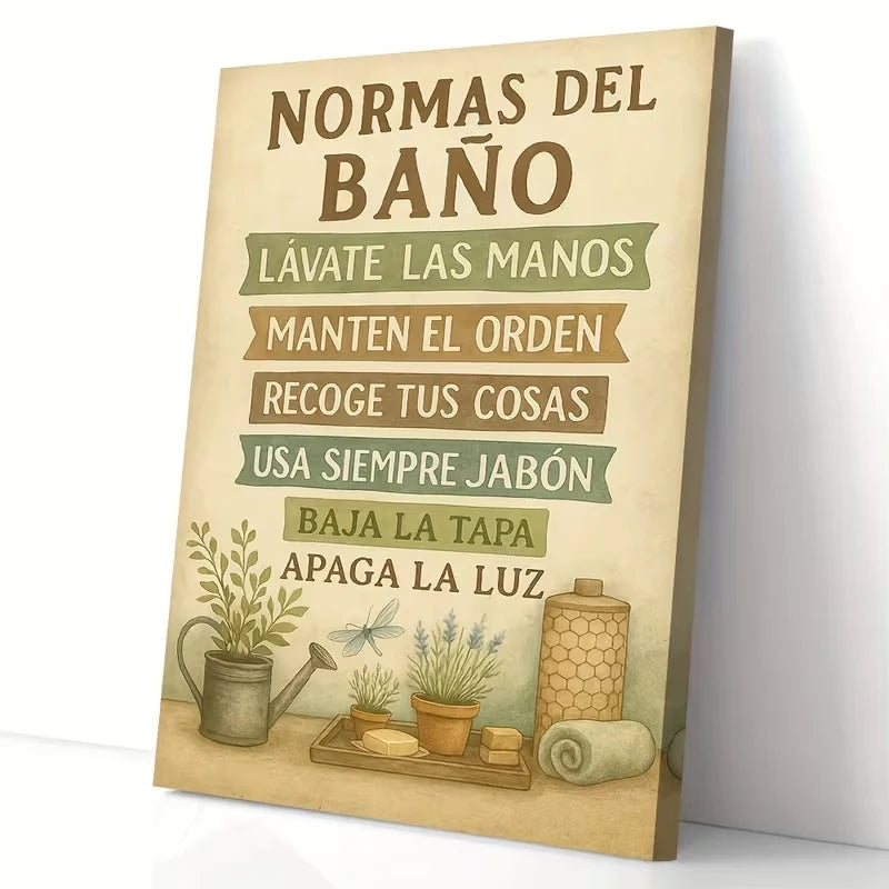Spanish Humorous Hygiene Quotes Nature Canvas Wall Art Print
