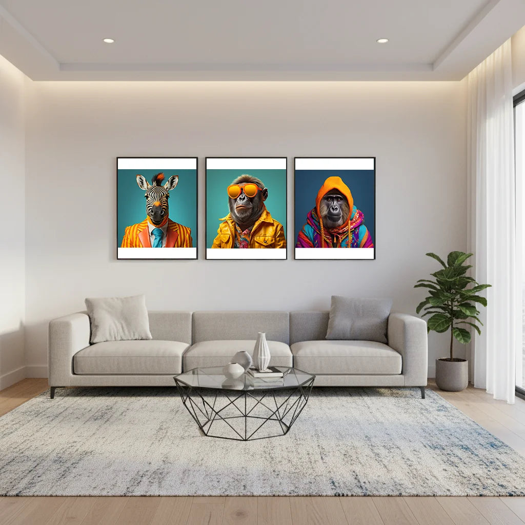 Cartoon Animal Band Canvas Wall Art | Western Style Decor Canvas Wall Art Peaceful Pleasures Health and Wellness