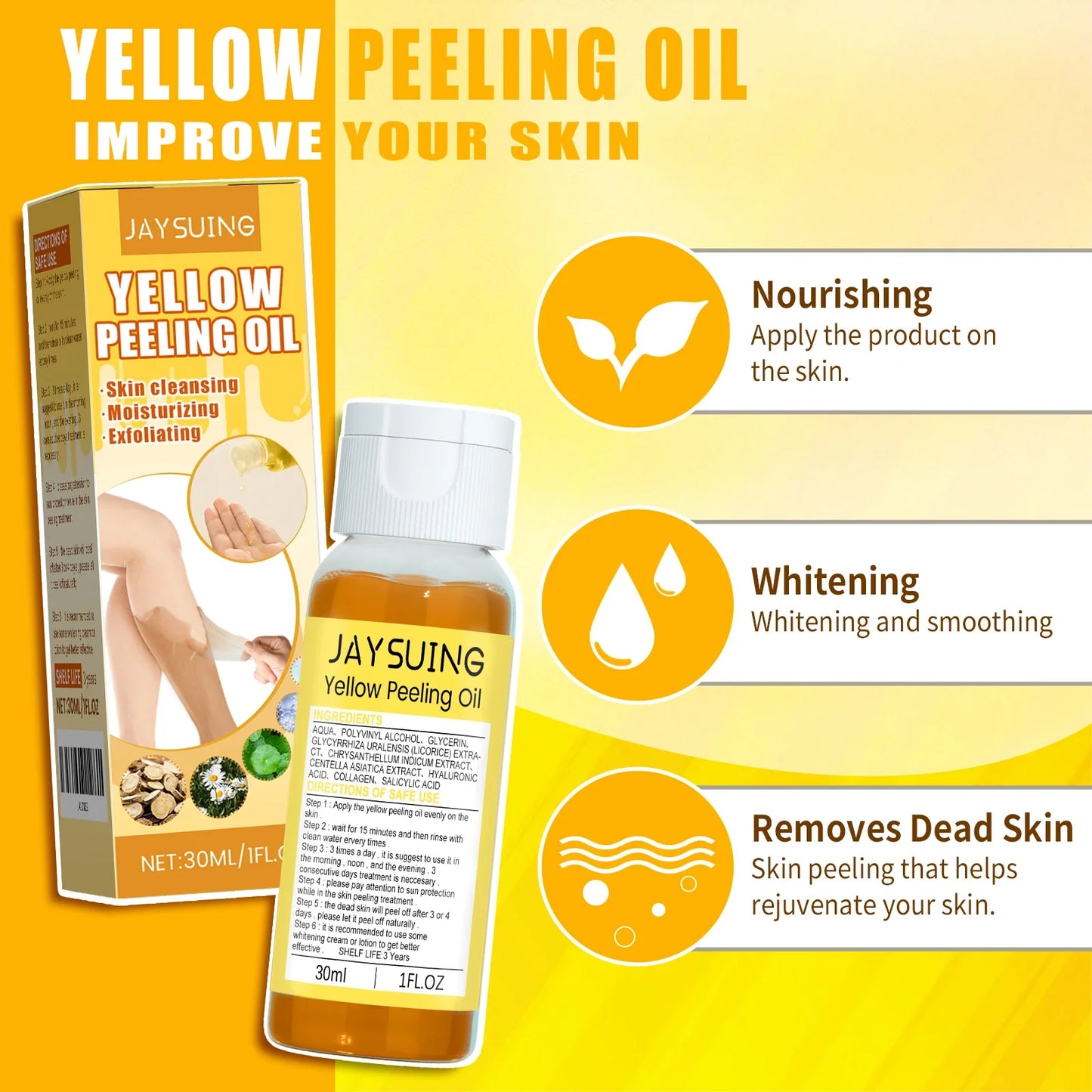 Jaysuing Brightening Exfoliating Peeling Oil 30ml | Body Glow