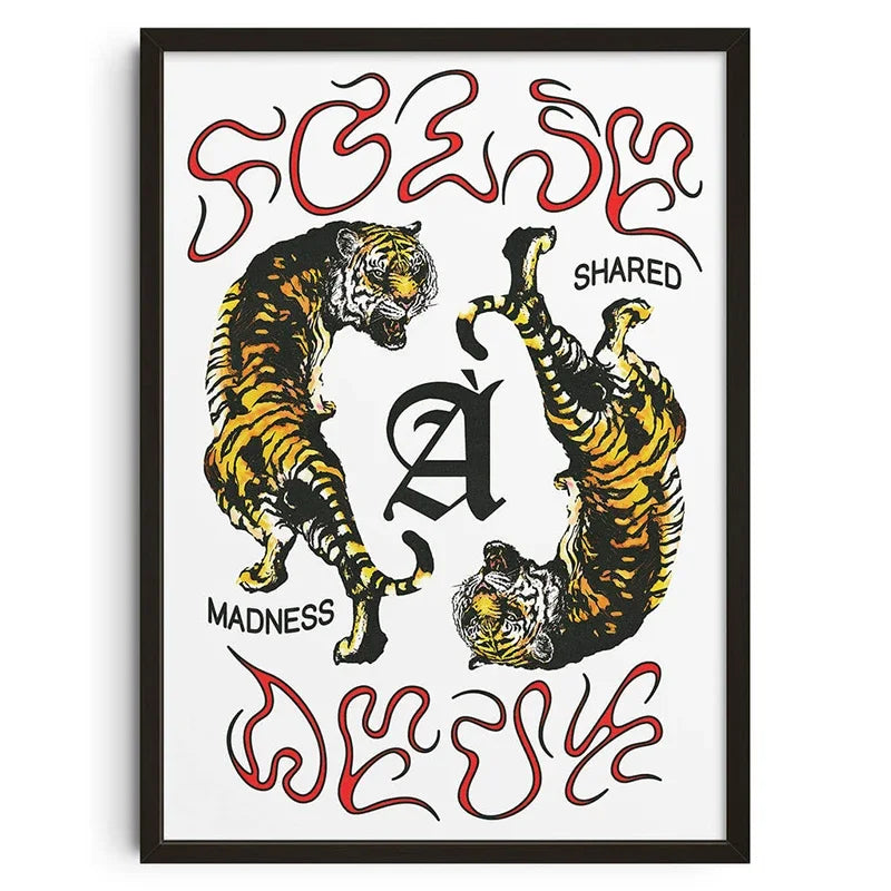 Japanese Okinawa Prefecture Canvas Poster Mid-century Bauhaus Geometric Snake Animal Wall Art Prints for Living Room Home Dec Peaceful Pleasures Health and Wellness WO-141-6 55x80cm