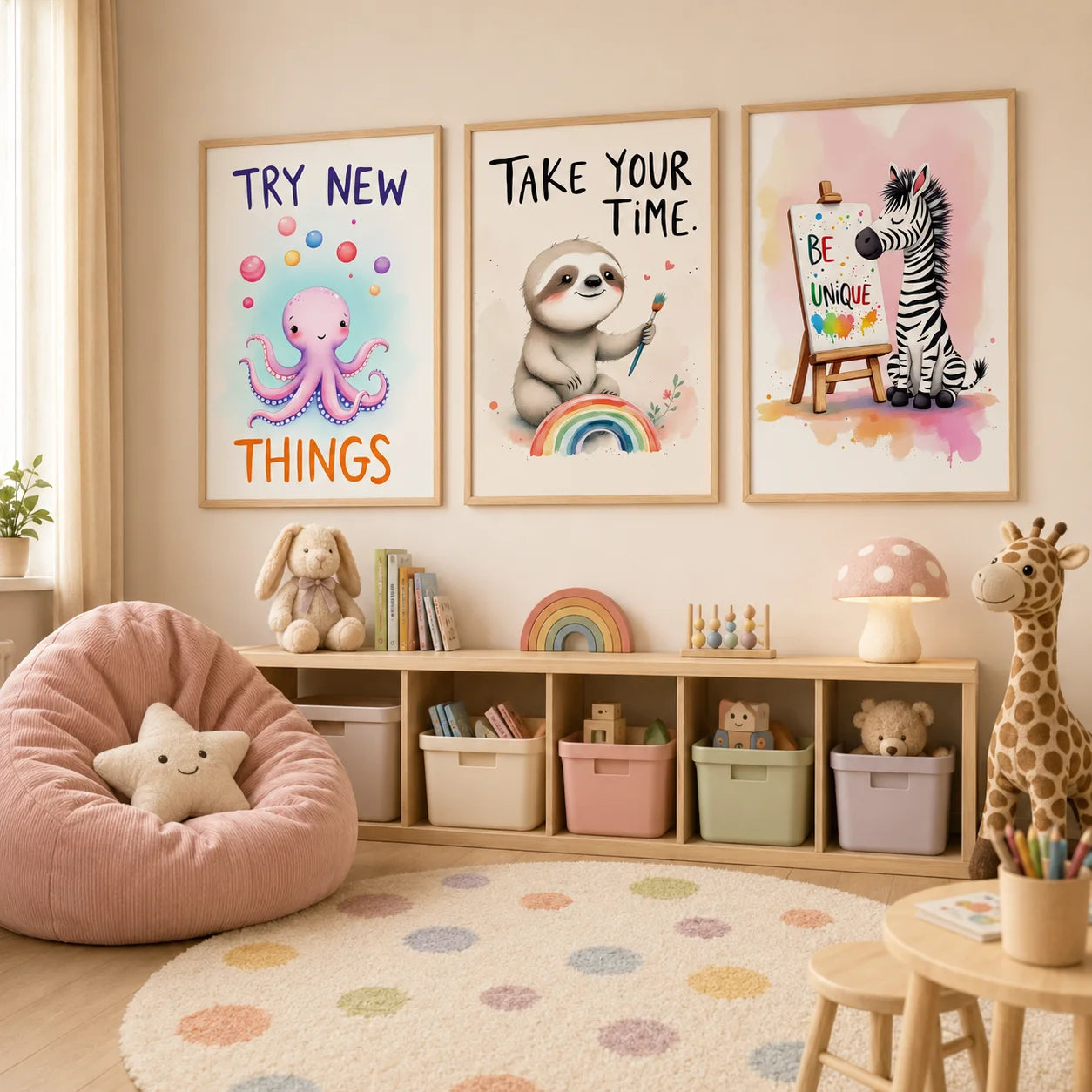 Nordic Animal Nursery Canvas Wall Art – Kids Room Decor Nursery Canvas Print Peaceful Pleasures Health and Wellness